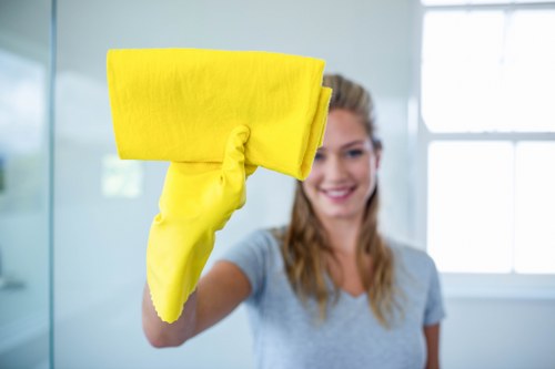 Cleaning products and invoice notes for a carpet care job